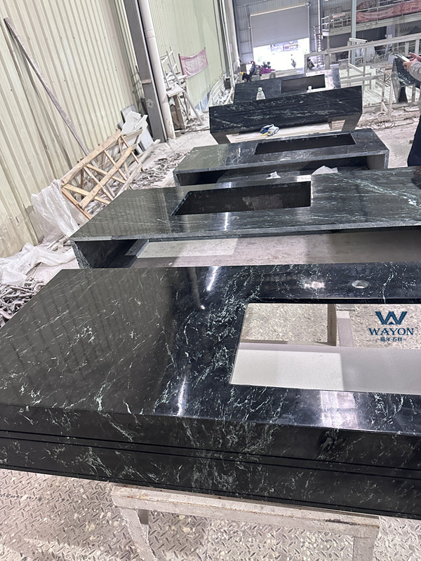 Natural stone large floral green vanity tops