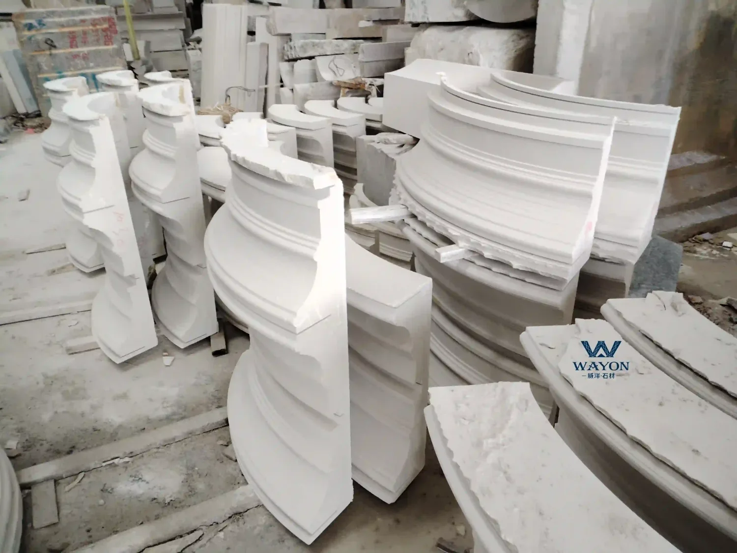 Arc shaped granite cylinder processing 