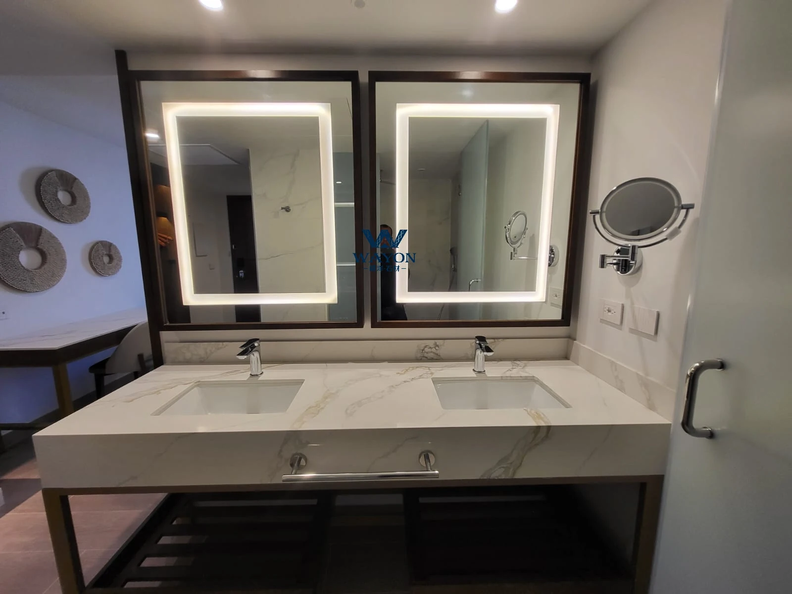 Barbados Hotel Project - Quartz Stone WG538 Borage Platinum Bathroom Vanity Top