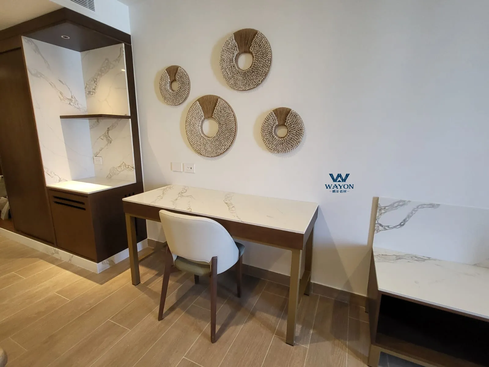 Barbados Hotel Project - Quartz Stone WG538 Borage Platinum Furniture Countertop