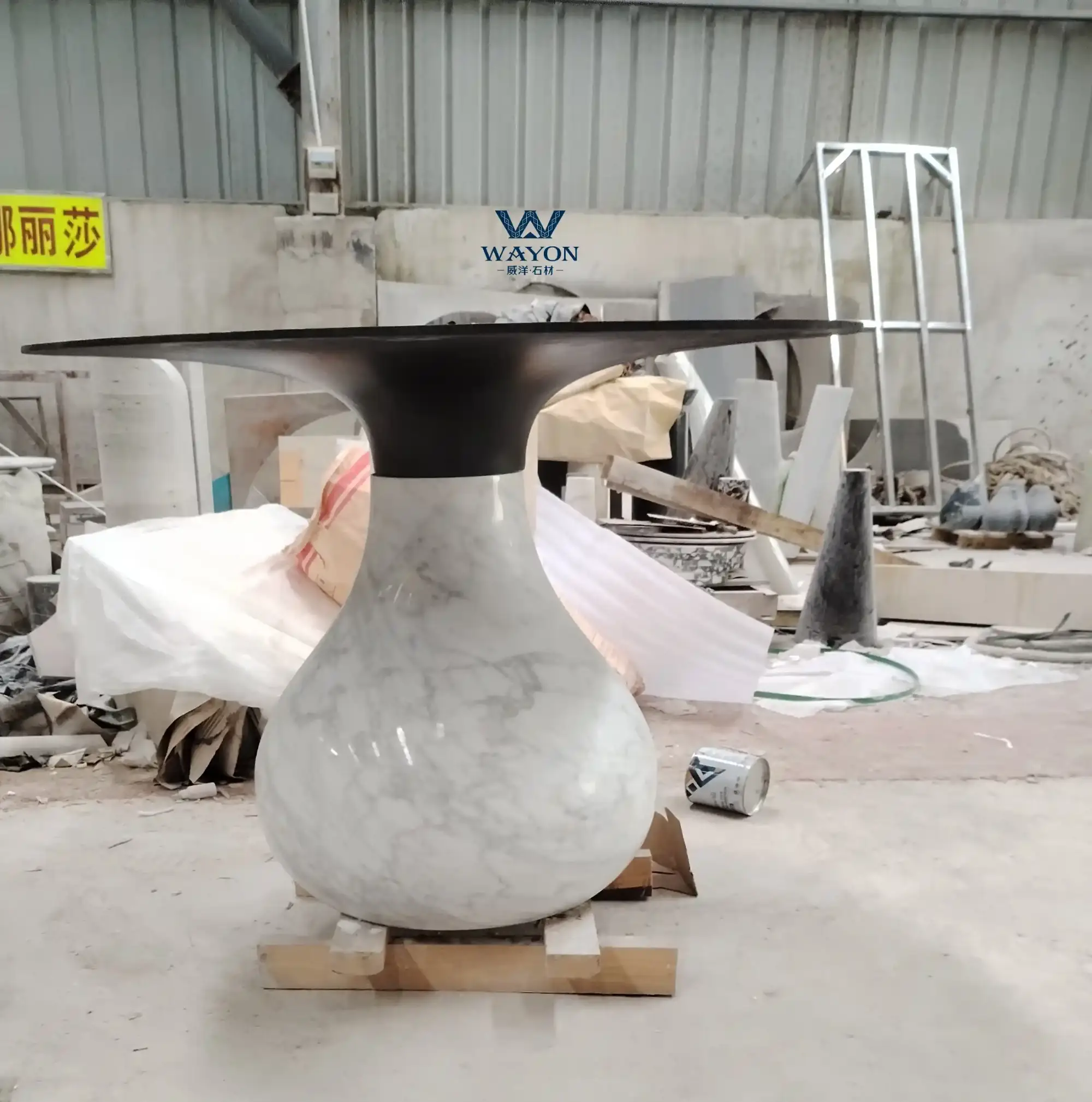 Customized natural stone round table base