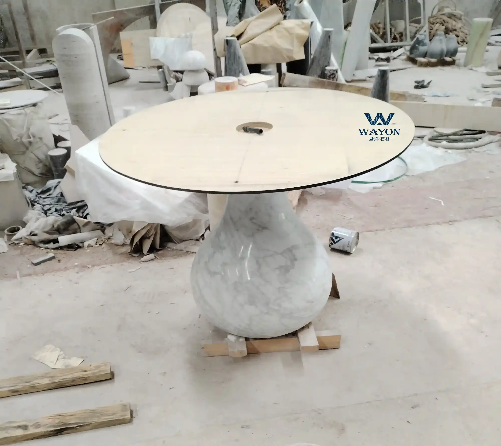 Customized natural stone round table base