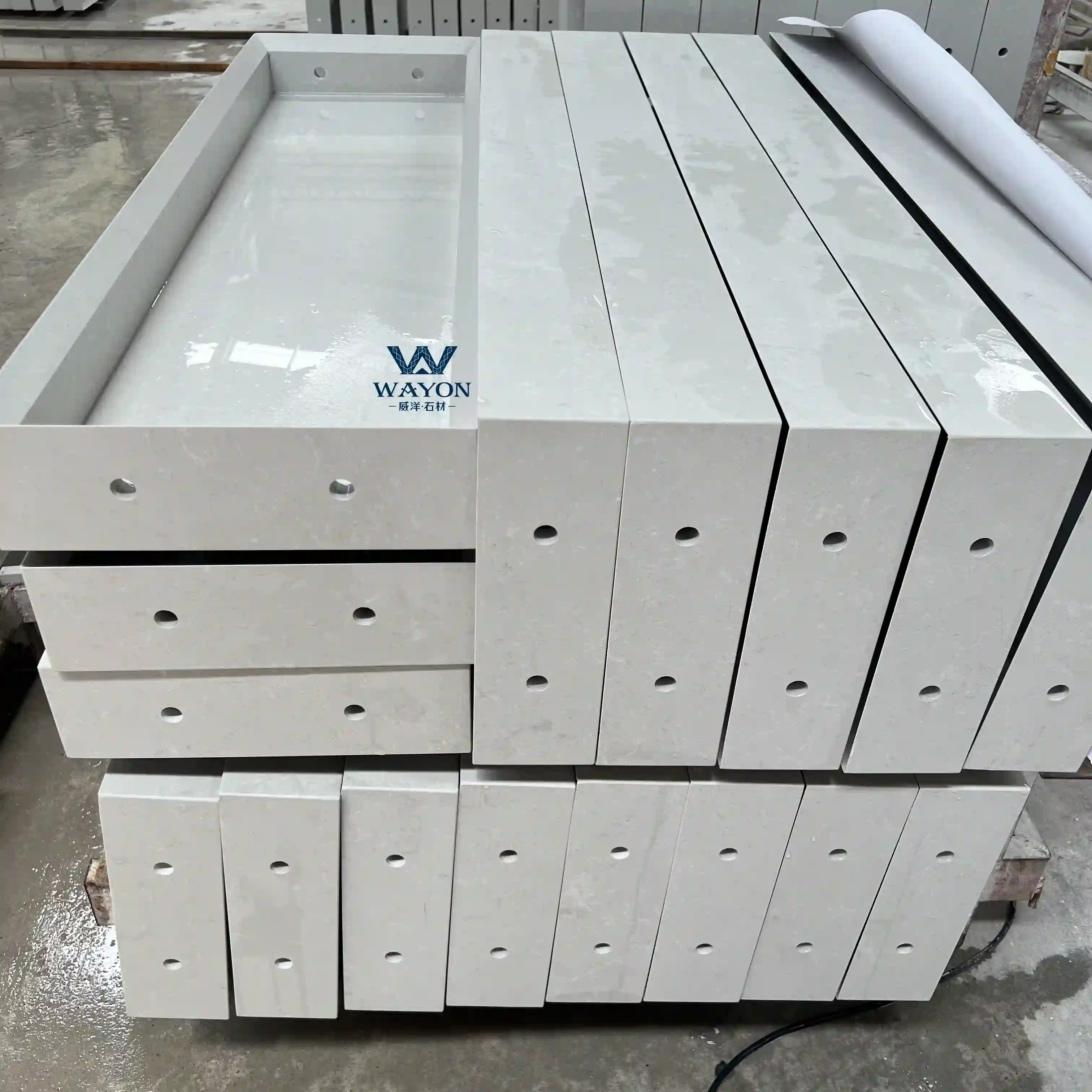 Quartz Cantilevered Stair Treads-WG628 Mistelle Grey