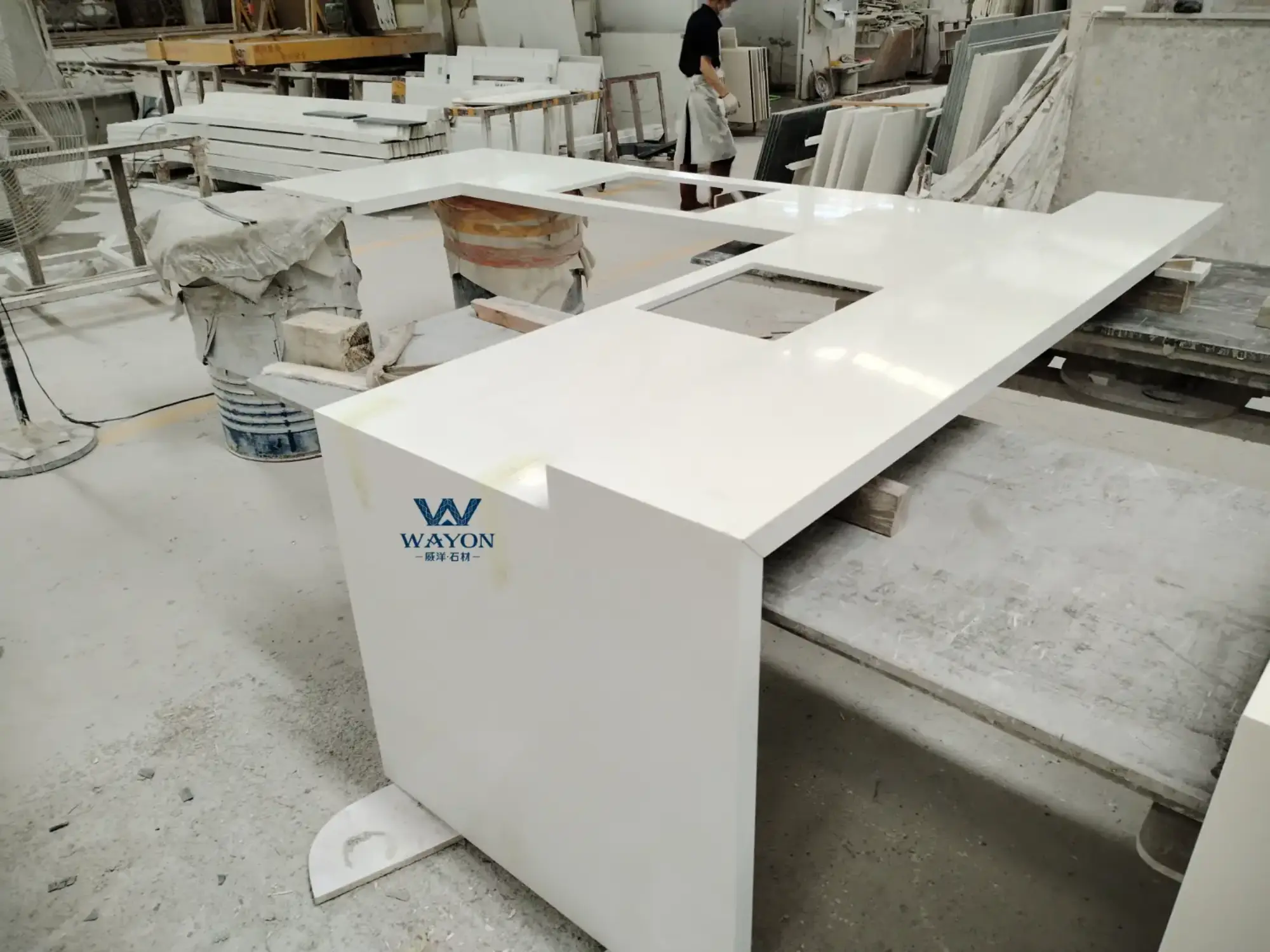 Quartz kitchen island fabrication