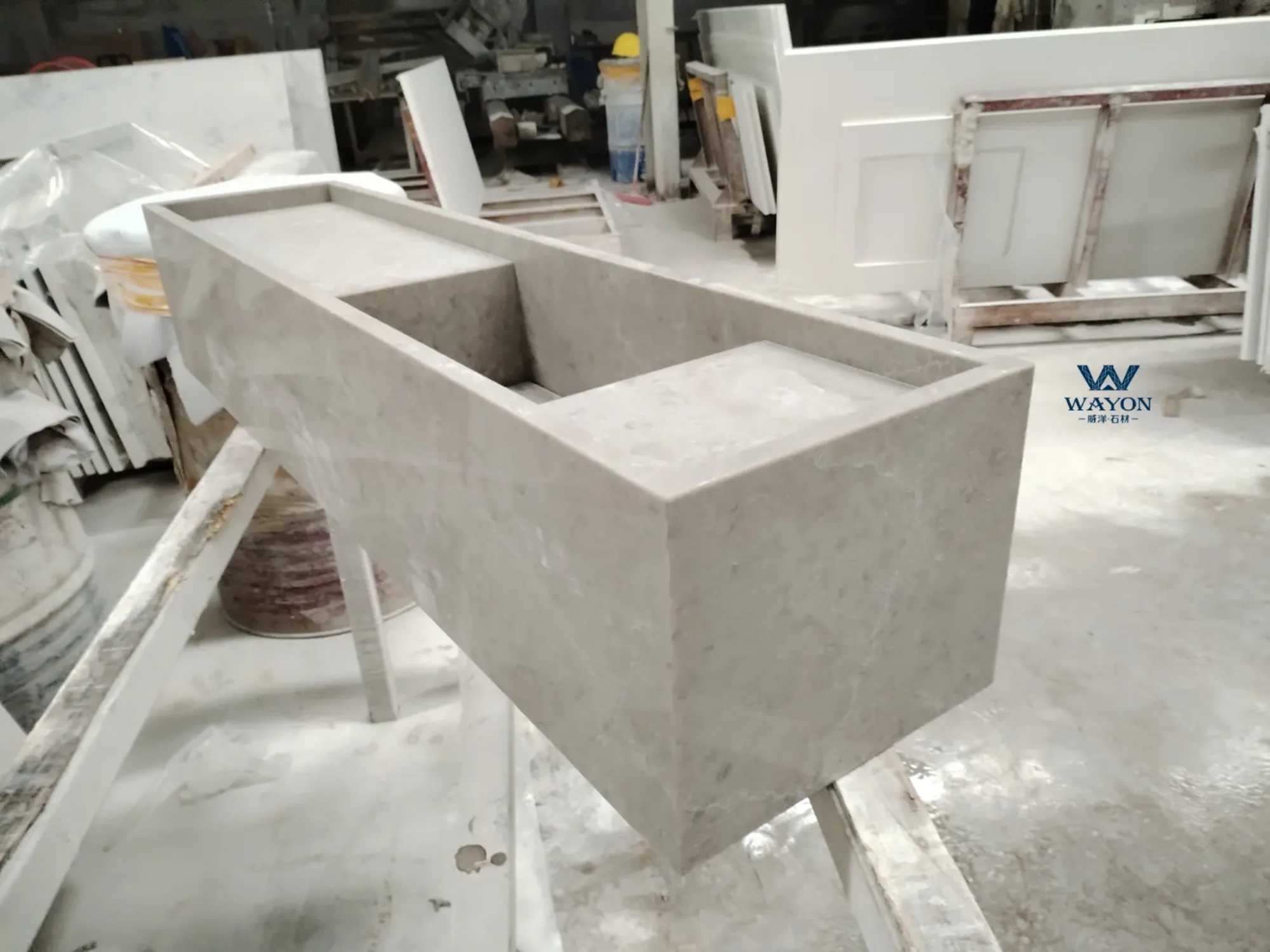 Quartz stone vanitytop with integrated sink-WG631 Frostplume Grey