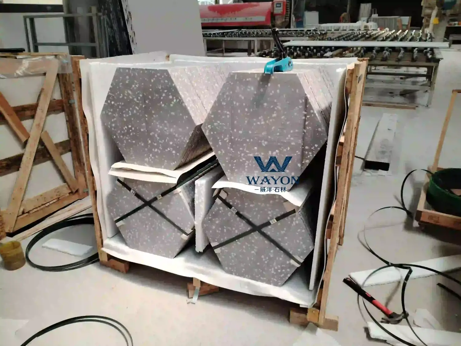 Terrazzo specification board wooden box packaging