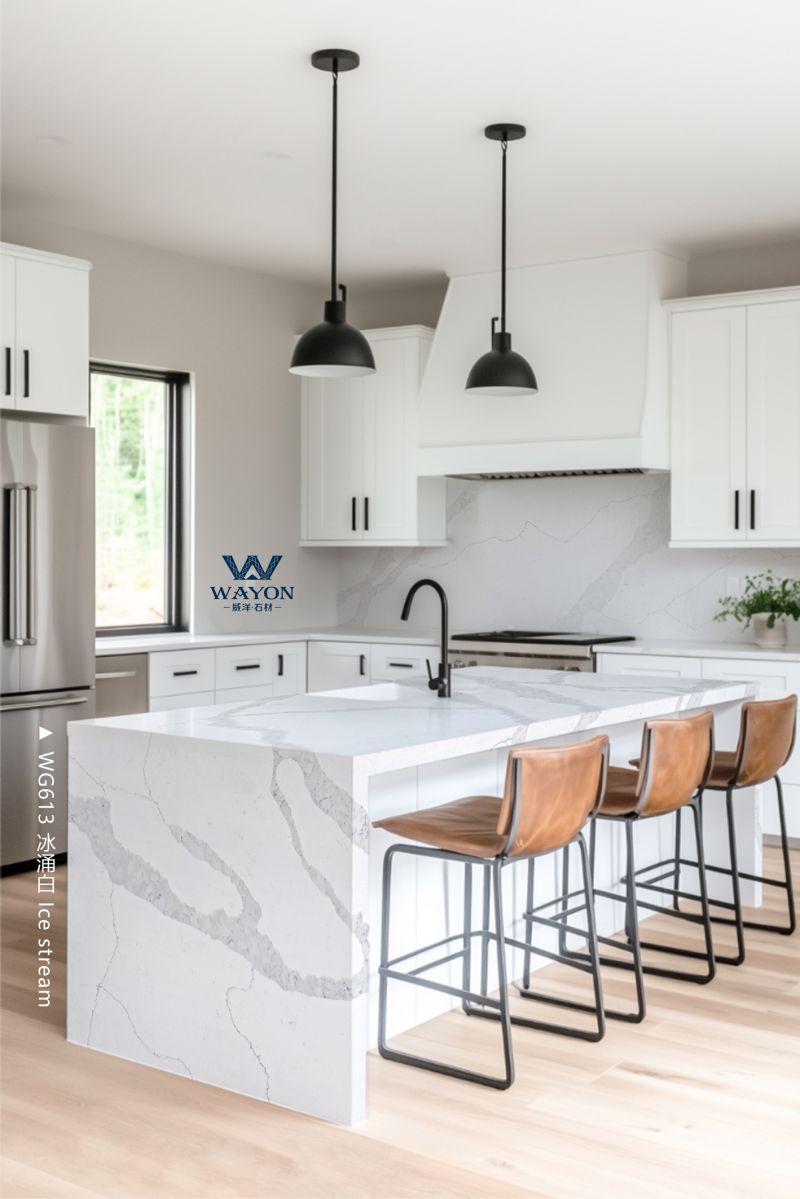 Wayon WG613 Ice Stream Quartz Countertop: Both Practical and Stylish