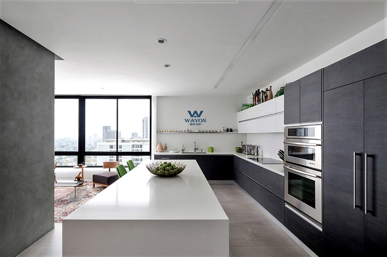 There is nothing you can find on our WG025 Pure White surface, but only the virtue of quartz slab factory